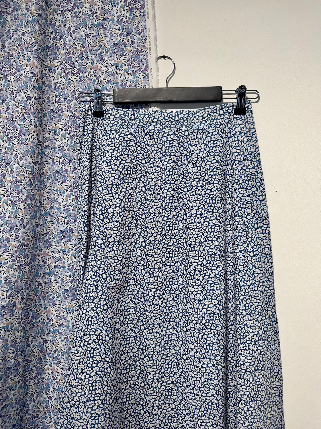 Skjørt Langt Liberty Blå/Hvit Småblomster