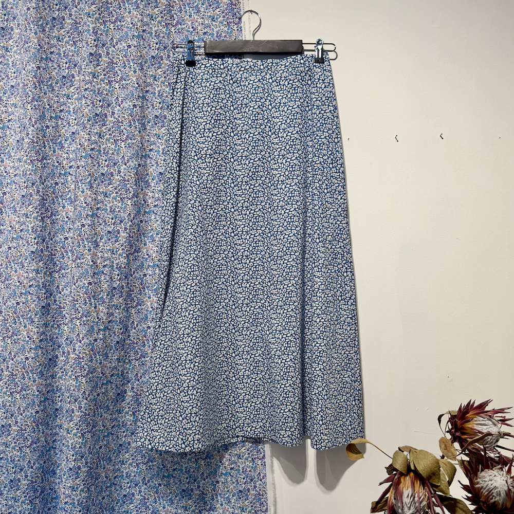 Skjørt Langt Liberty Blå/Hvit Småblomster