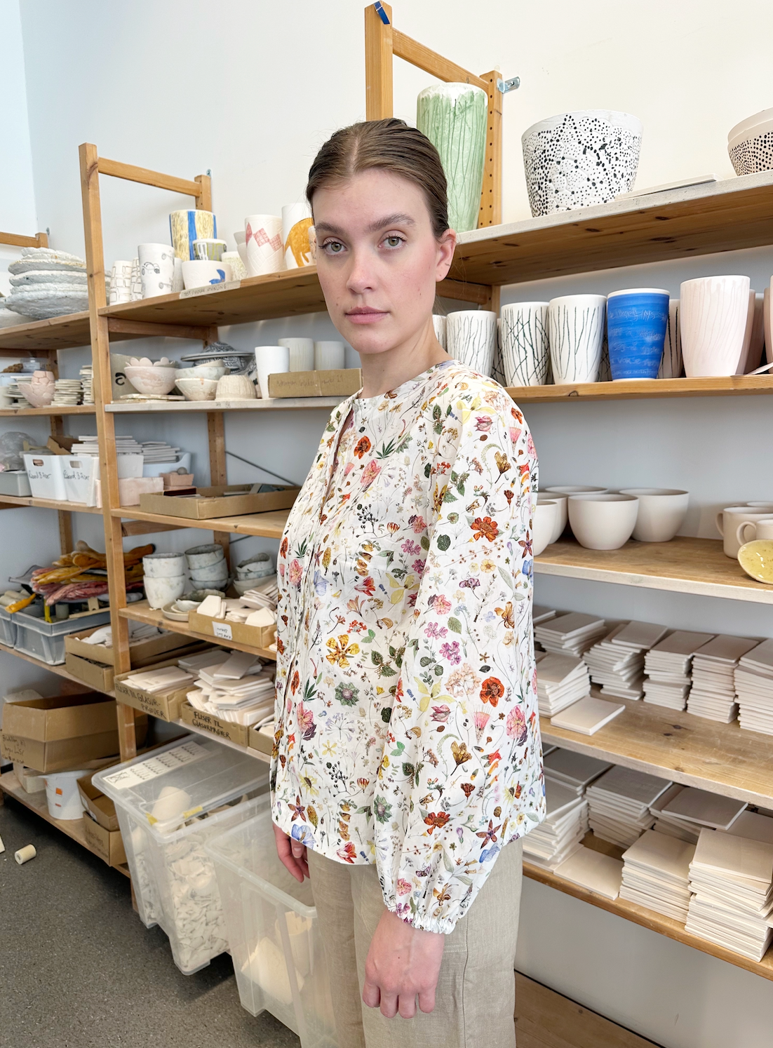 Bluse Vinter Liberty Hvit Sommerblomster