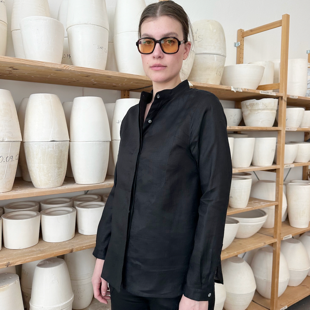 
                      
                        Shirt Front Linen Black Re-
                      
                    