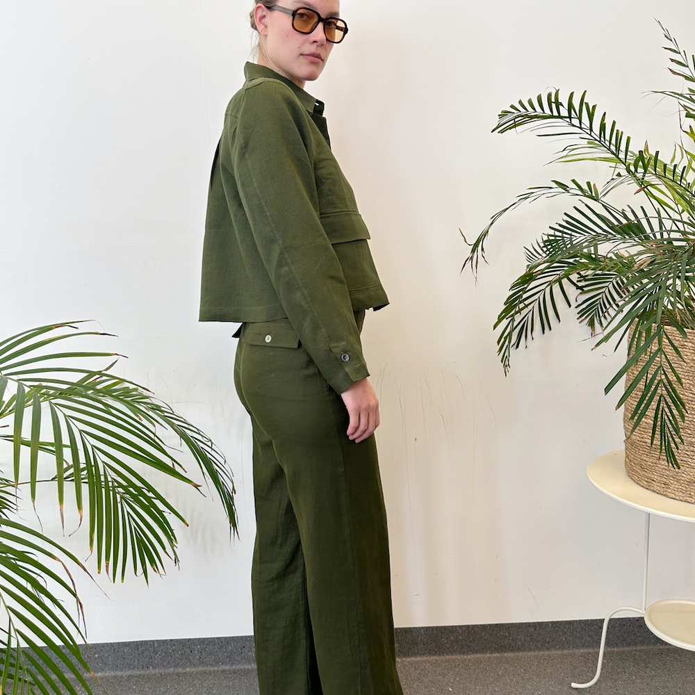 Jacket Short Linen Army Re-