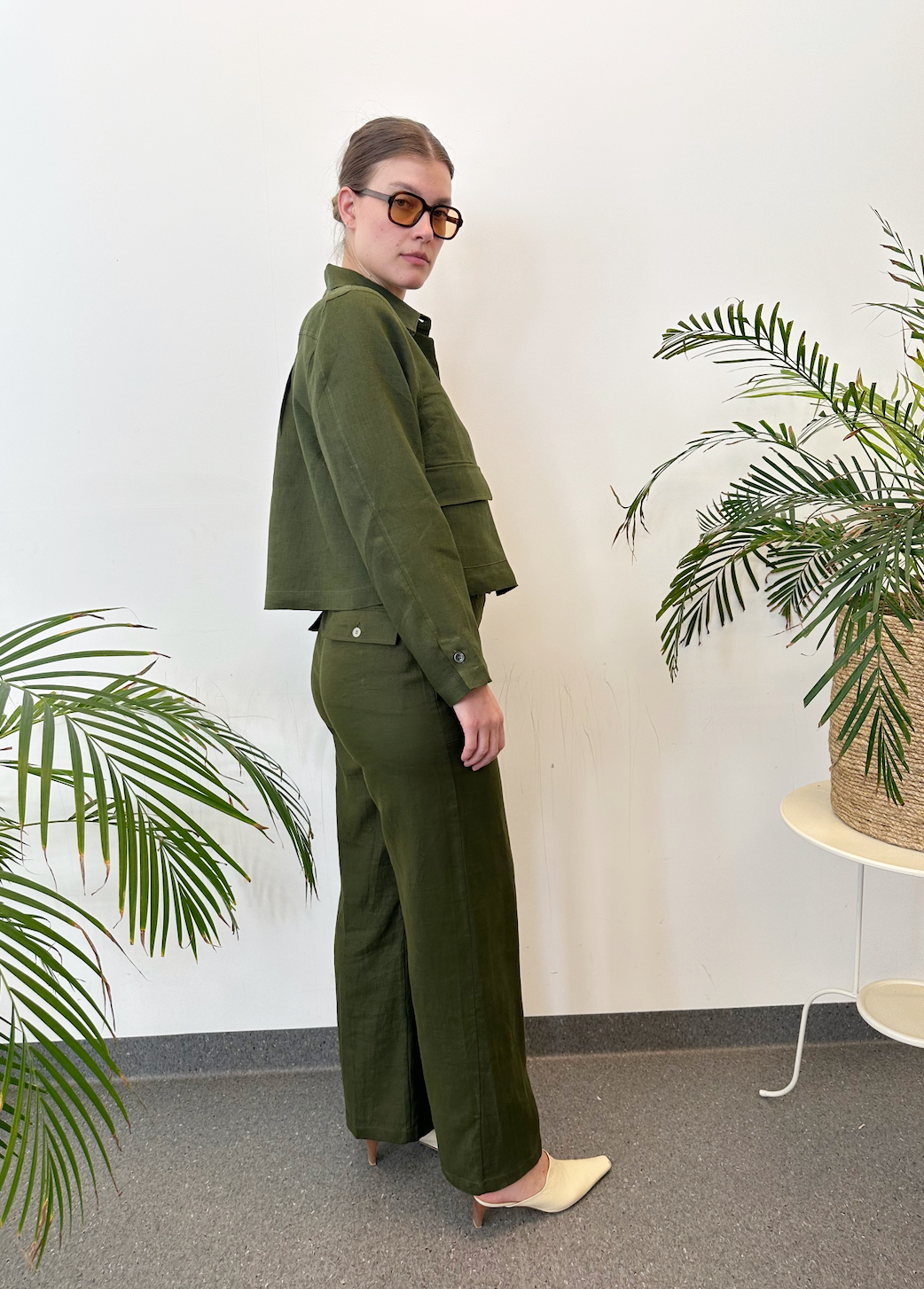 Jacket Short Linen Army Re-