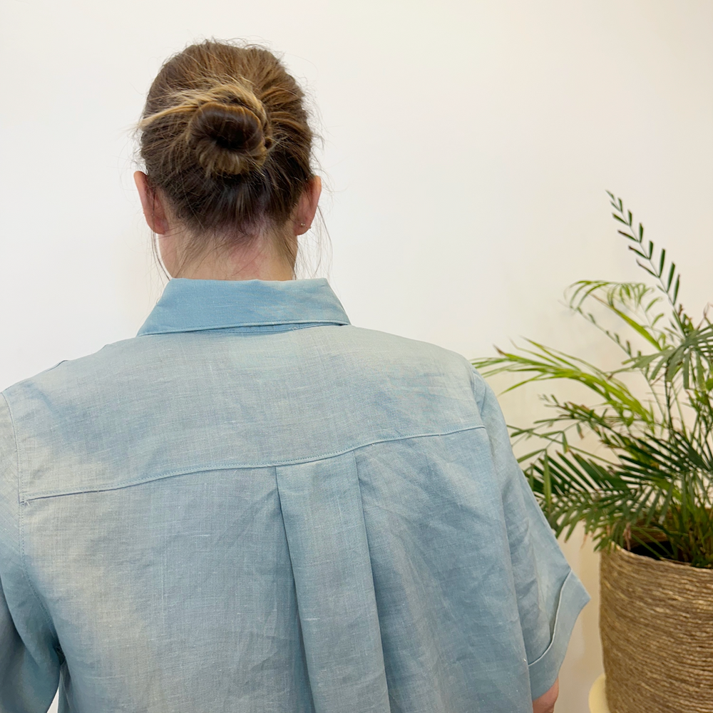 
                      
                        Shirt Short Sleeve Linen Dusty Aqua Re-
                      
                    