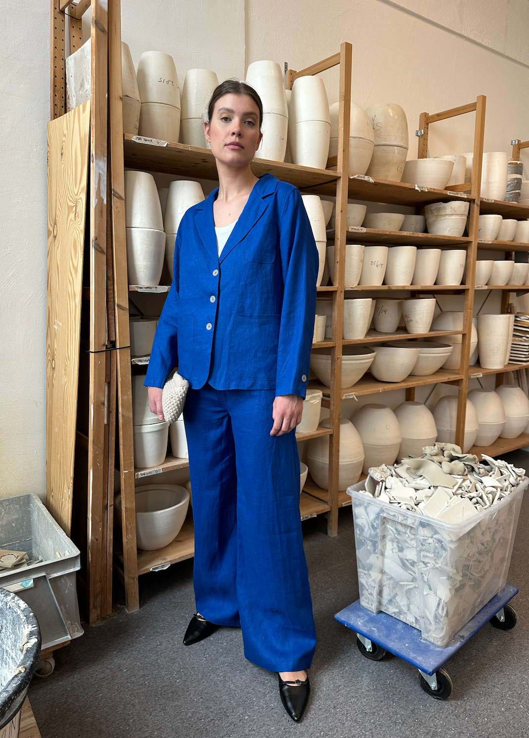 Blazer Thao Linen Blue Re-