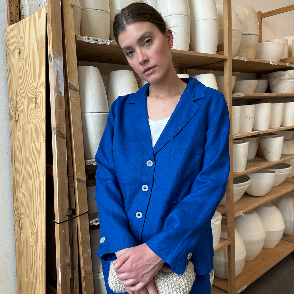 Blazer Thao Linen Blue Re-