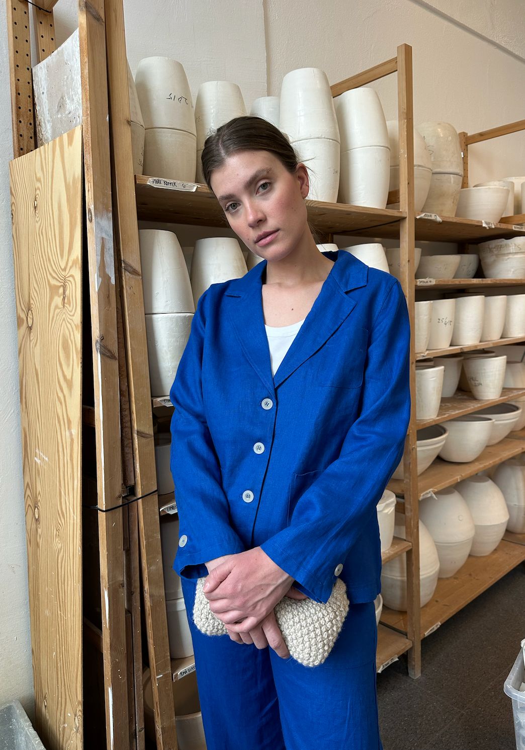 Blazer Thao Linen Blue Re-