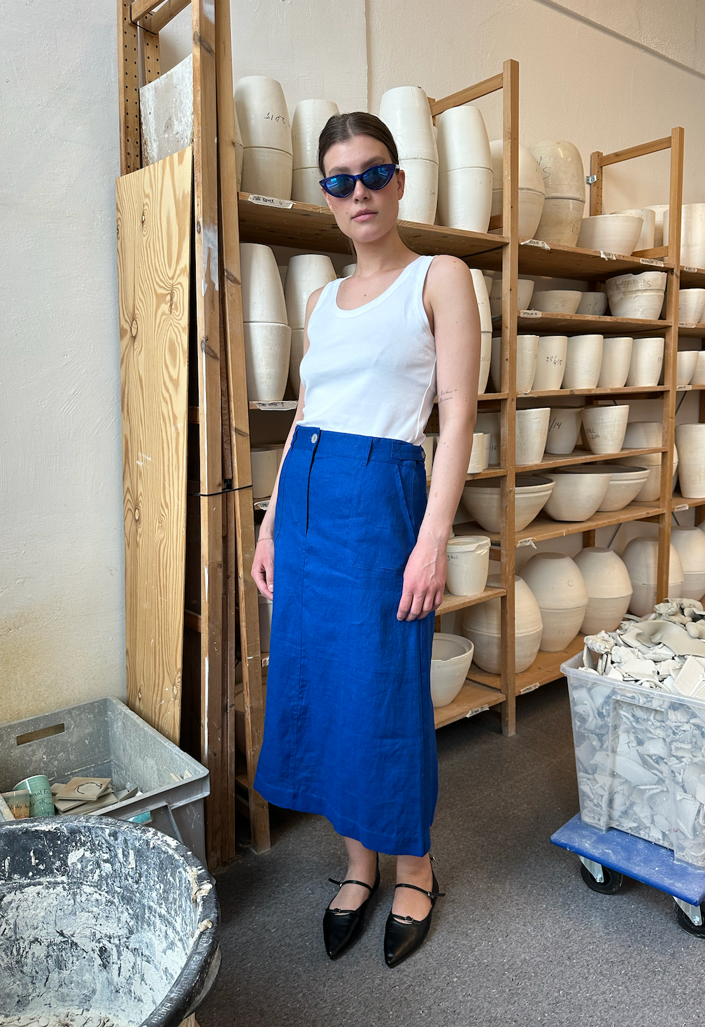 Skirt Thao Linen Blue Re-