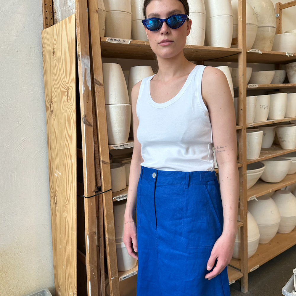 Skirt Thao Linen Blue Re-