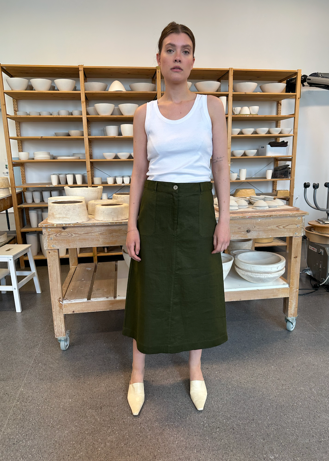 Skirt Thao Linen Army Re-