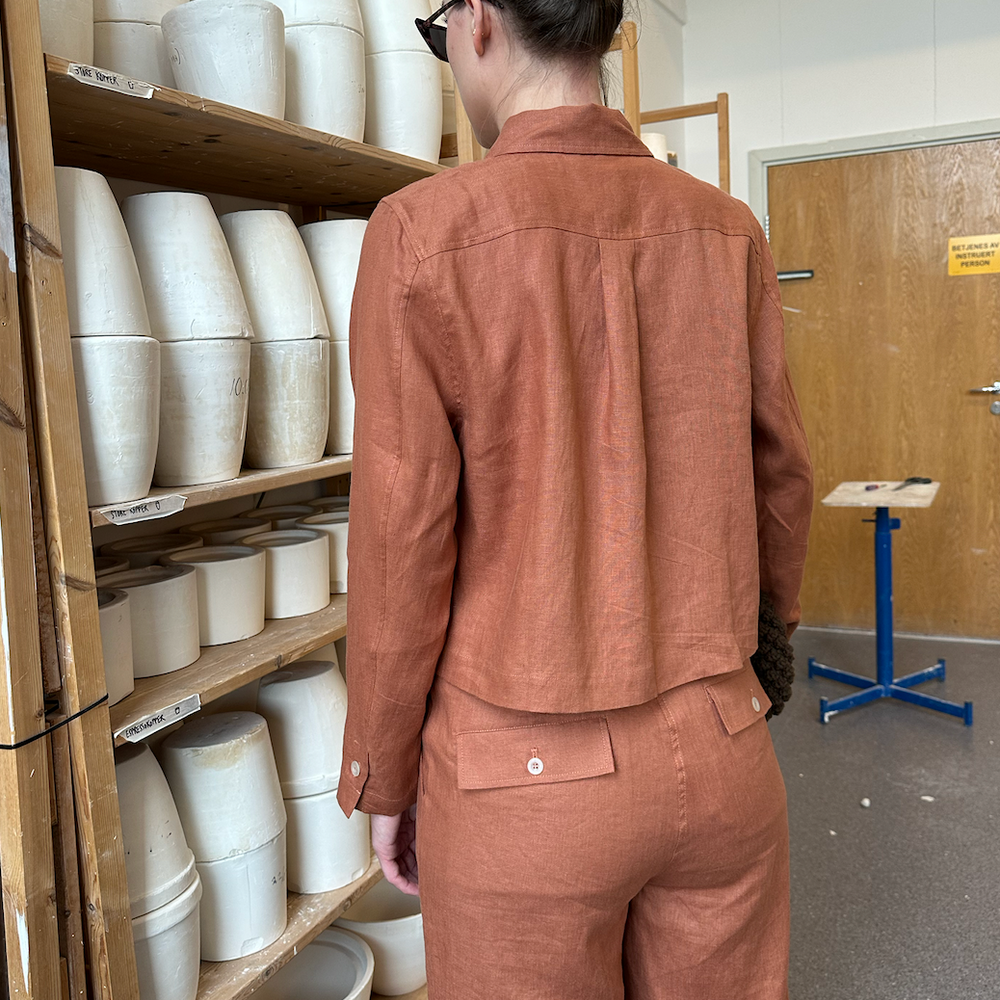 Jacket Short Linen Rust Re-