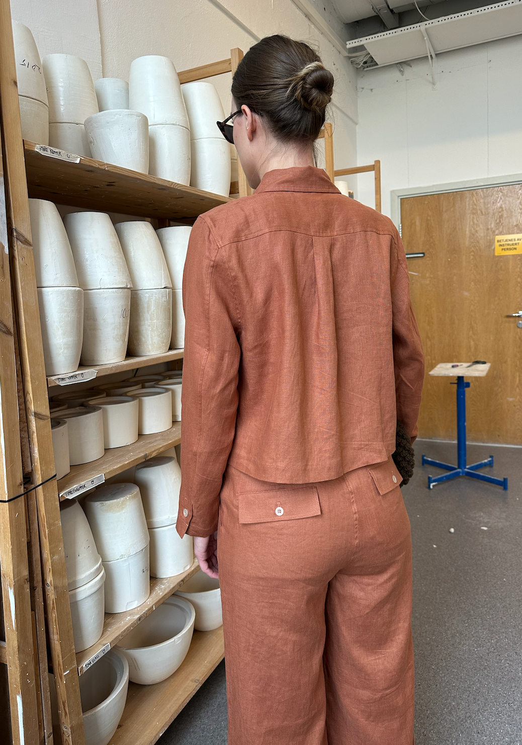 Jacket Short Linen Rust Re-