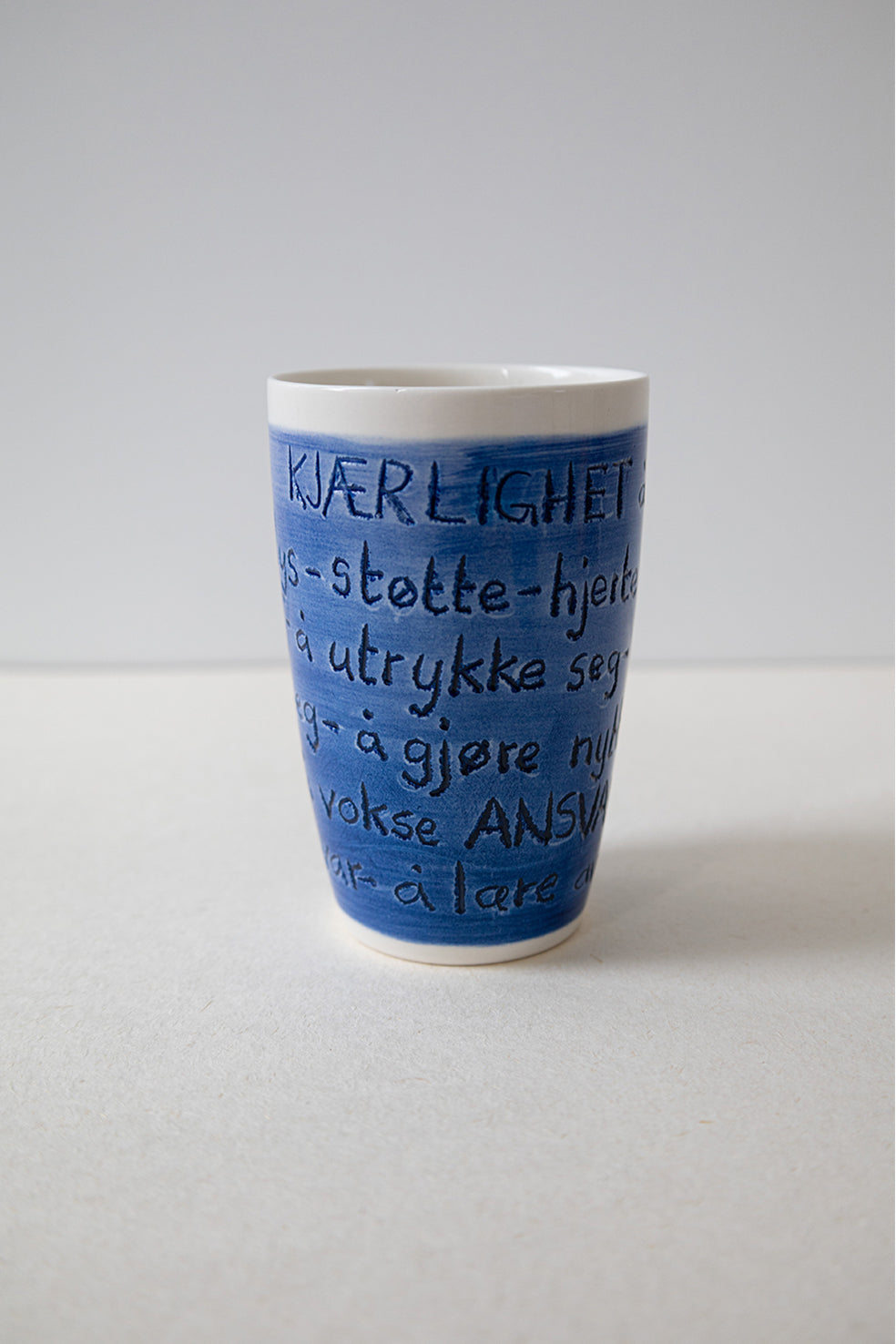 Kopp Stor Tekst Blå