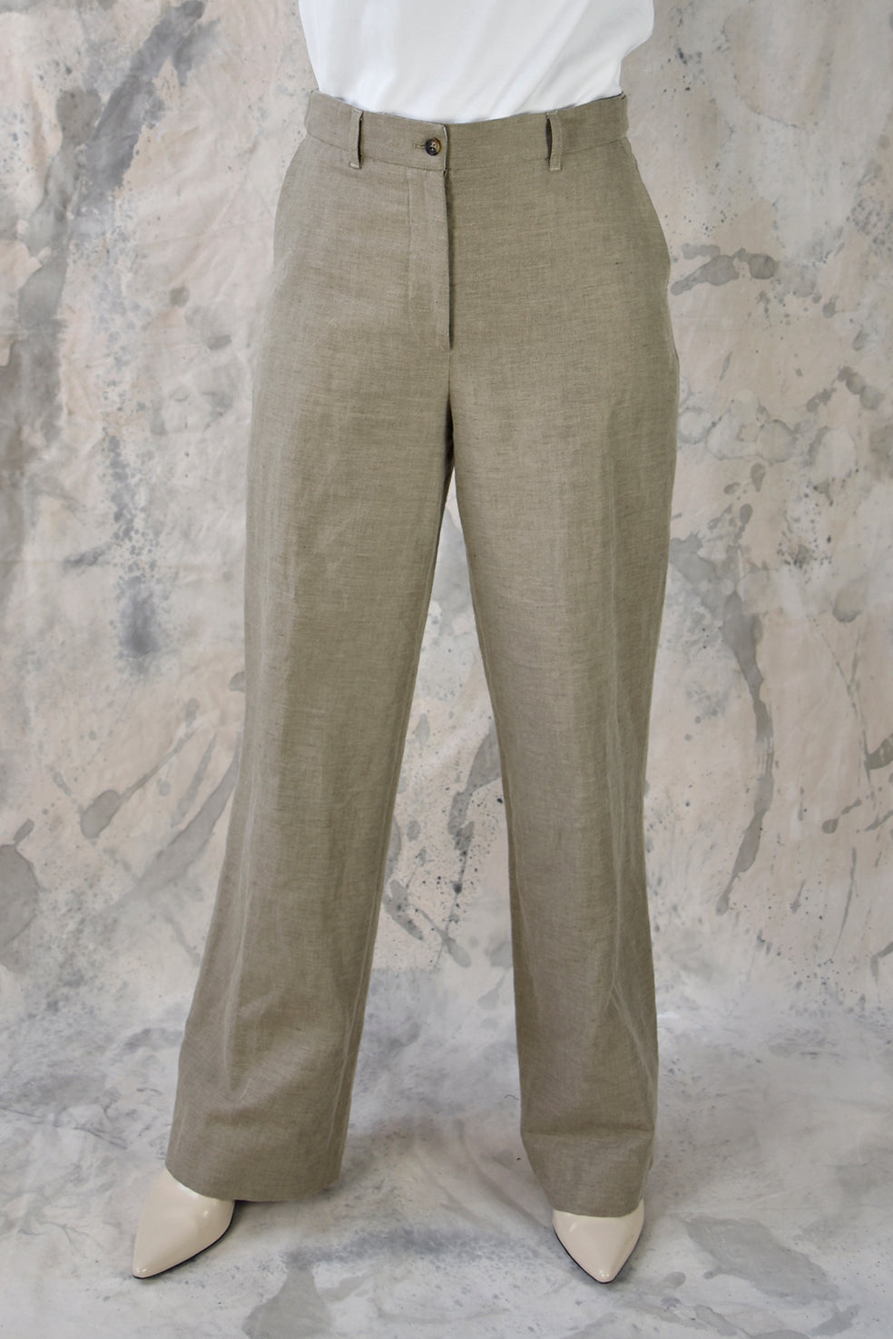 Pant Wide Beige Re-