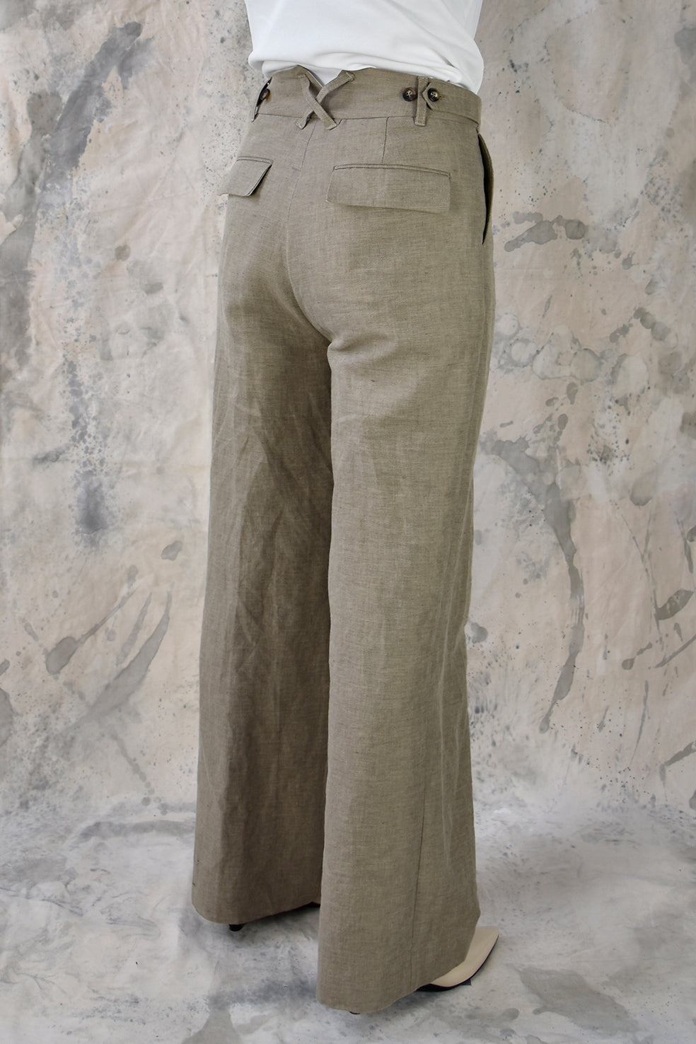 Pant Wide Beige Re-