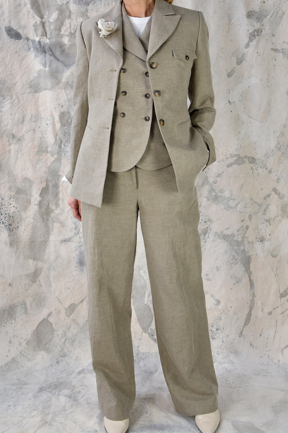 Pant Wide Beige Re-