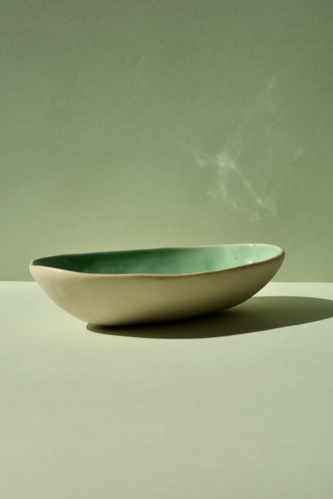 Skål Medium Oval Dus Grønn